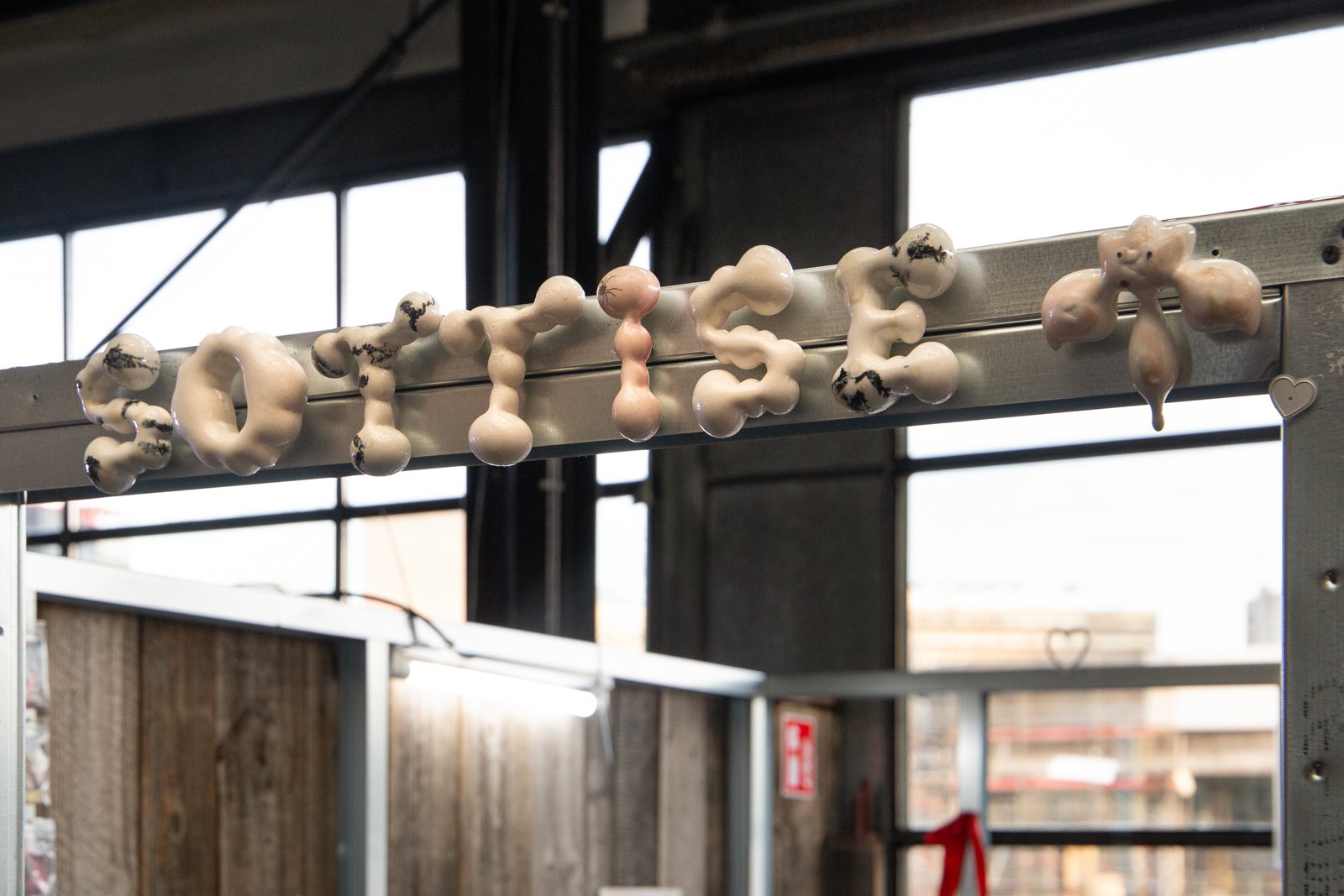 Installation view: Tr@n$f€m Pr4x1s, collective exhibition, BABF, Brusells. Bukkake Fantoche, 2024. Photo: Ix Dartayre.